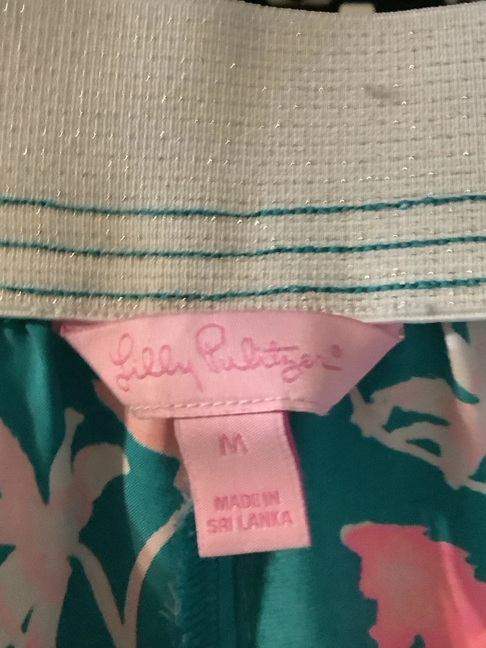 Lilly Pulitzer Teal and Pink Tropical Athletic Shorts‎